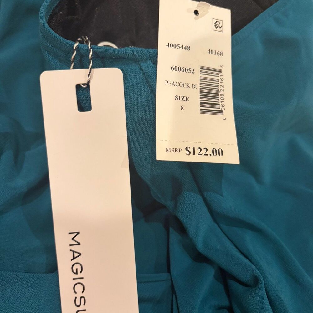 NWT MAGICSUIT by MIRACLESUIT TAYLOR TANKINI SWIMSUIT TOP Peacock Blue Women Sz 8 - Picture 6 of 8